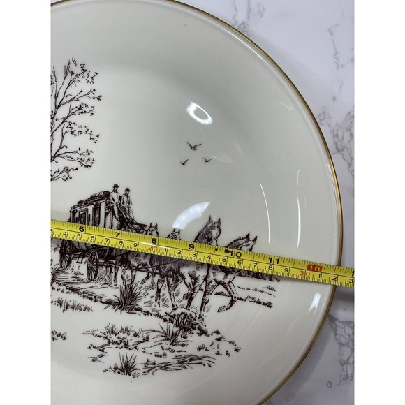 Lenox USA Special 12.5" Stagecoach Scene Chop Plate Serving Platter Gold Trim - Picture 5 of 9